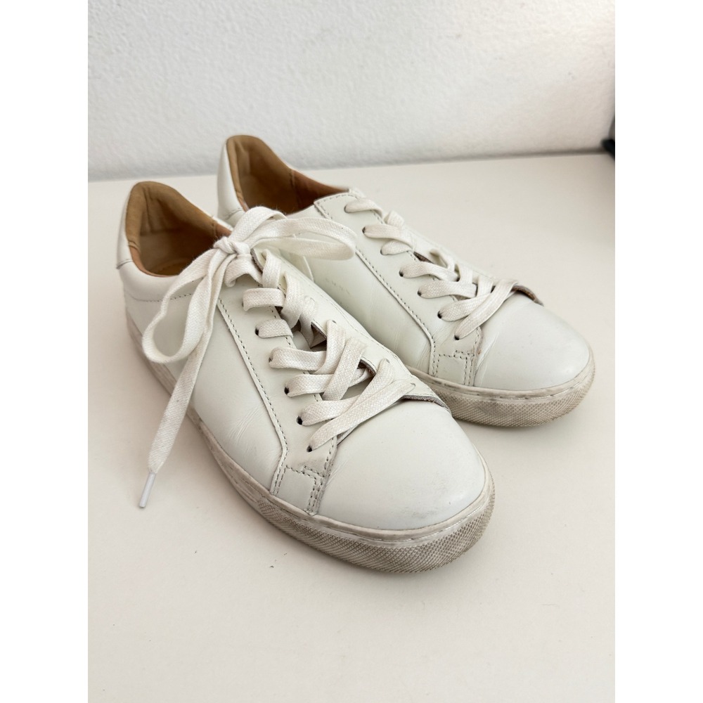 Quince‎ Womens White Leather Sneakers Low Top Lace Up Trainers Size 6.5